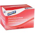 Genuine Joe Stir Sticks- Plastic- For Hot-Cold- White-Red GE465395